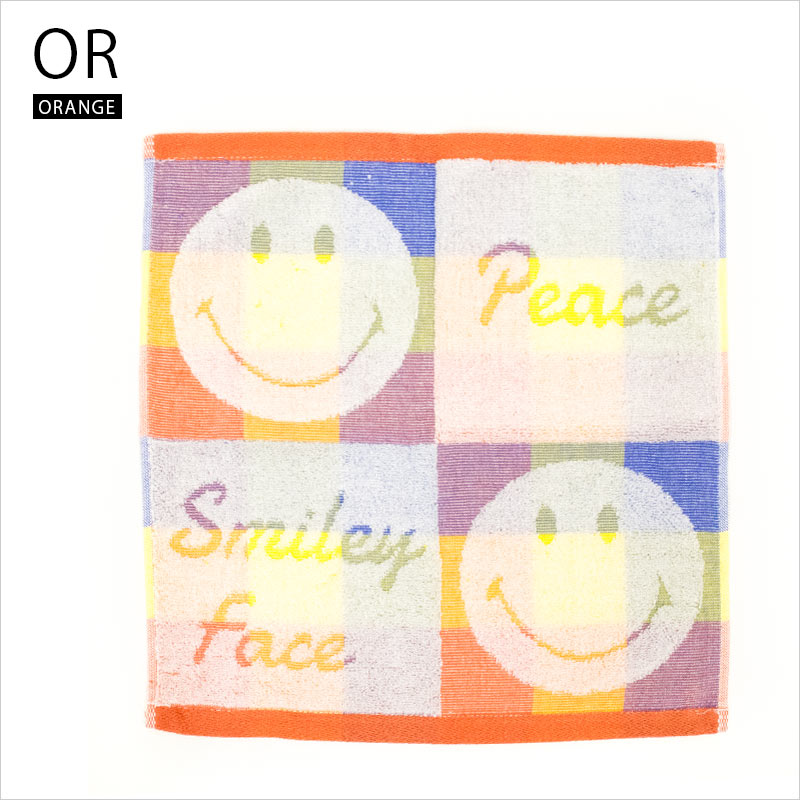 楽天市場 ゆうメール 送料込 ウォッシュタオル スマイリーチェッカー 34 35cm ハンカチタオル ハンドタオル かわいい スマイリー Smily キッズ キュート ポップ 子供 プチプラ ポイント消化 同梱不可 プチギフト こだわり安眠館