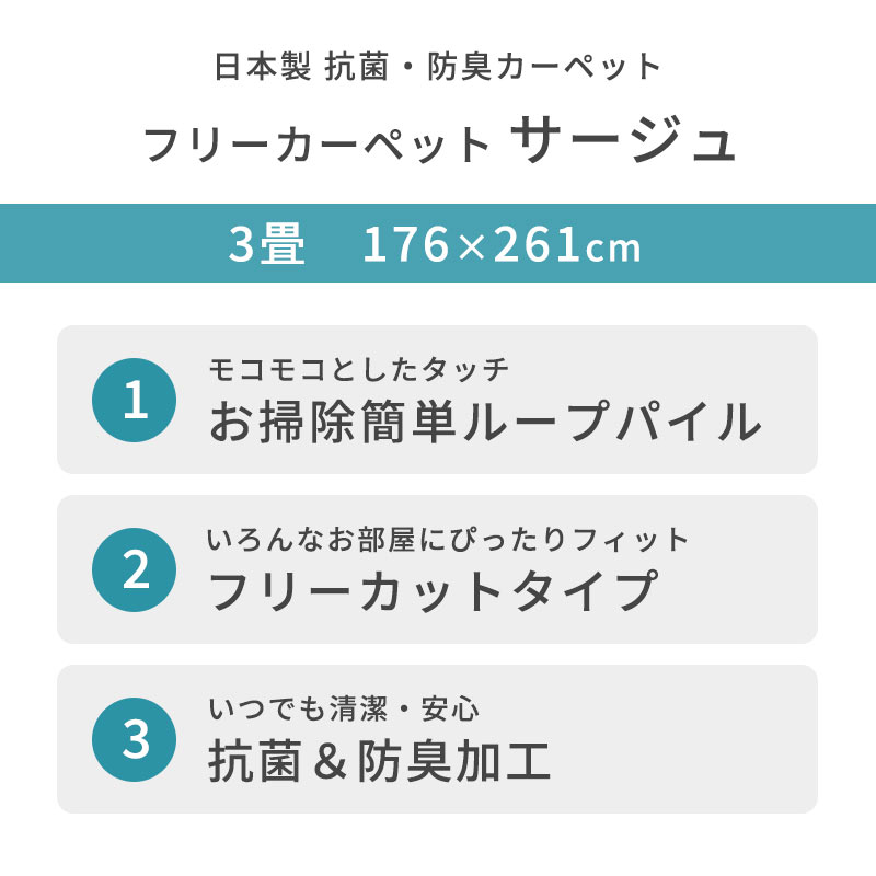 楽天市場 抗菌 防臭 カーペット 日本製 3畳 フリーカット ラグ 平織り 長方形 江戸間 3帖 176 261cm 絨毯 ラグマット 国産 絨毯 ワンルーム ダイニング フロアマット リビング 新生活 年中 オールシーズン 春 夏用 おしゃれ 無地 ブラウン アイボリー 茶色 あす楽対応