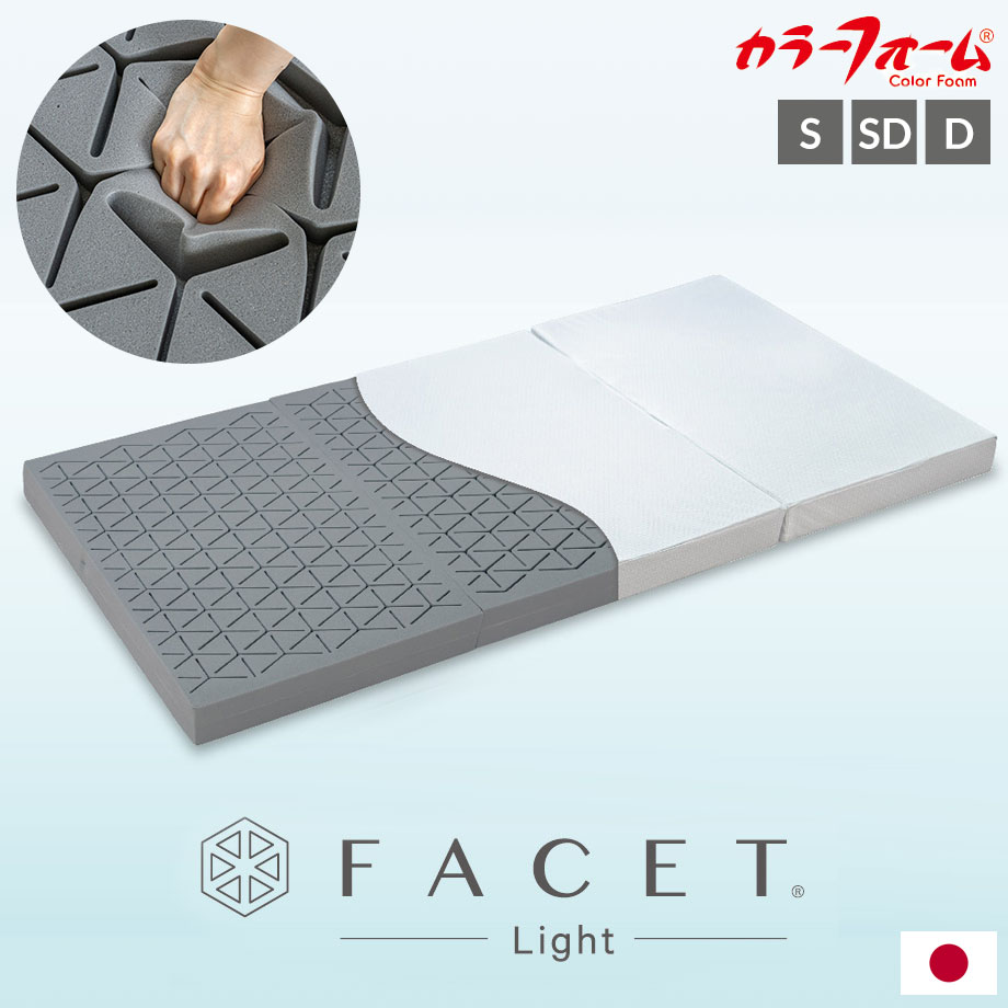 ＼2点で10％coupon／マットレス セミダブル 高反発 かため ファセット ライト 国内製造 ファセットライト 三つ折り 高反発 カラーフォーム 日本製 国産 ウレタンマットレス イノアック リビング 快眠 安眠 折りたたみ 直置き 新生活｜ふとんタナカじぶんまくらグループ