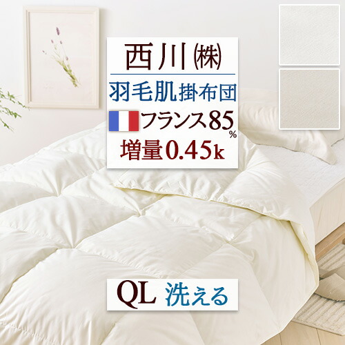 4/18限定★11％OFFクーポン ダウンケット 羽毛肌掛け布団 クイーン クイーンサイズ 洗える 日本製 ホワイトダウン85% 増量0.48kg 羽毛ふとん 抗菌防臭 夏用 羽毛布団 薄手 薄い 肌ふとん 羽毛肌布団 ダニ通過防止 静電気抑制 ウォッシャブル クィーン