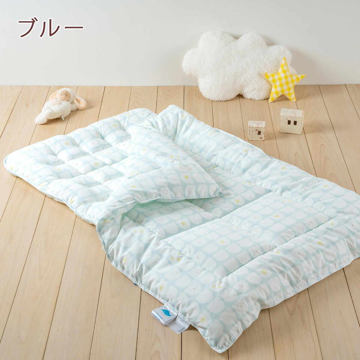 春得盛☆100円クーポン☆3 21 AM迄 [プレゼント付き] お昼寝布団セット 日本製 制菌 消臭 抗カビ 洗濯機で洗える 保育園 ほこりが出にくい  ダクロン(R) 中わた アレルダスト(R)生地で衛生的 合繊お昼寝ふとん2点セット 送料無料 くま お昼寝 寝具