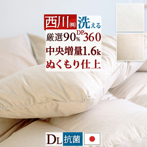 マラソン★最大2万円OFFクーポン 羽毛布団 ダブル 西川 1.6kgk DP360 抗菌 ダウン90% ダブルサイズ ぬくもり仕上げプレミアム ココフィット 日本製 洗える コインランドリー対応 羽毛 羽毛掛け布団 掛布団 ふとん ぶとん ◇