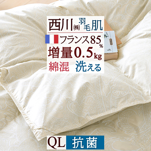 偉大な 楽天市場 40h限定p5倍6日9時迄 1000円クーポン 西川 東京西川 リビング 羽毛肌掛け布団 クィーン 抗菌 西川リビング ホワイトダウン85 増量0 55kg 無地 羽毛肌布団 羽毛布団 夏用 薄手 薄い 羽毛肌掛けふとん クイーン ふとんタウン 西川など寝具専門店