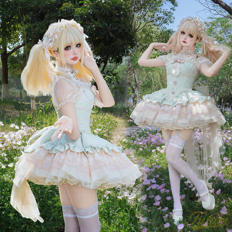 ロリィタ ドレス ピンク ジャンパースカート JSK 黒 ピンク ドレス リボン レースドレス 甘い ワンピース 女の子 可愛い ハロウィン 仮装 コスプレ ハロウィン 蝶々結び ロリータ Lolita 可愛い 写真撮影 パーティー 写真撮影 コスチューム ドレス クリスマス 衣装|フューチャーフューチャー