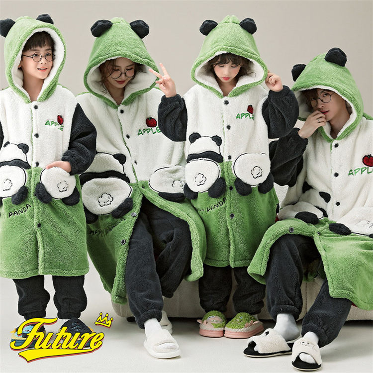楽天市場】親子コーデ 秋冬 着ぐるみ パジャマ グリーン パンダ フード