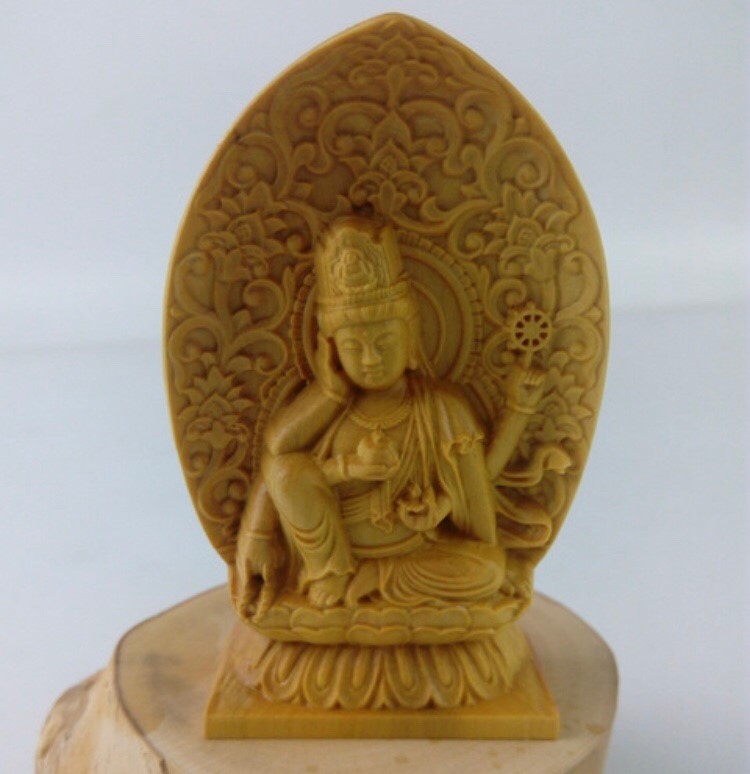 楽天市場】仏像 如意輪観音 座像 一面六臂 2.5寸 草光背 六角台 桧木