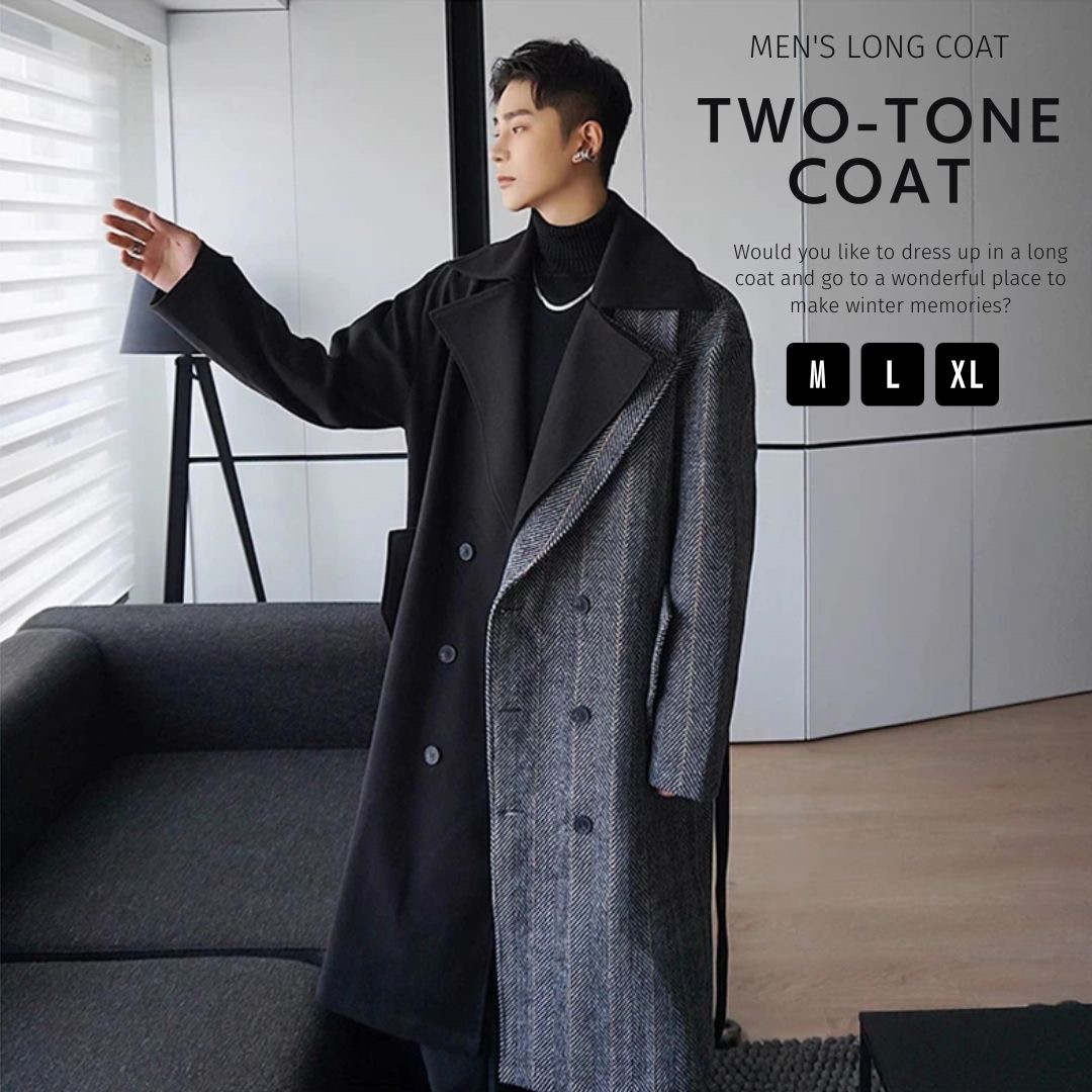楽天市場】【在庫限り】【人気商品】 ロングコート ツートン ブラック 