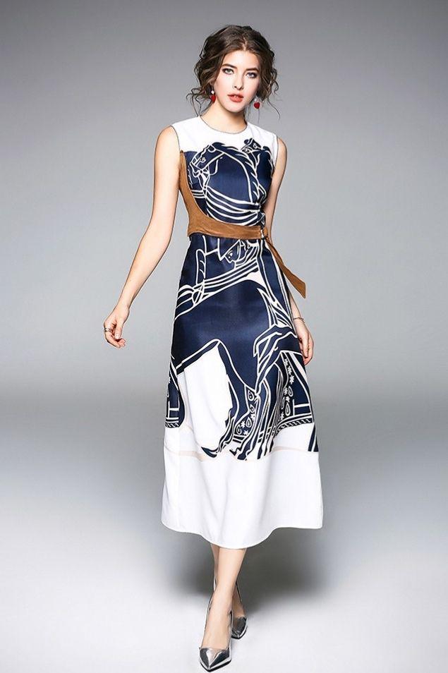 楽天市場】【楽天1位2冠達成】即納 ワンピース ドレス 馬柄 ブルー