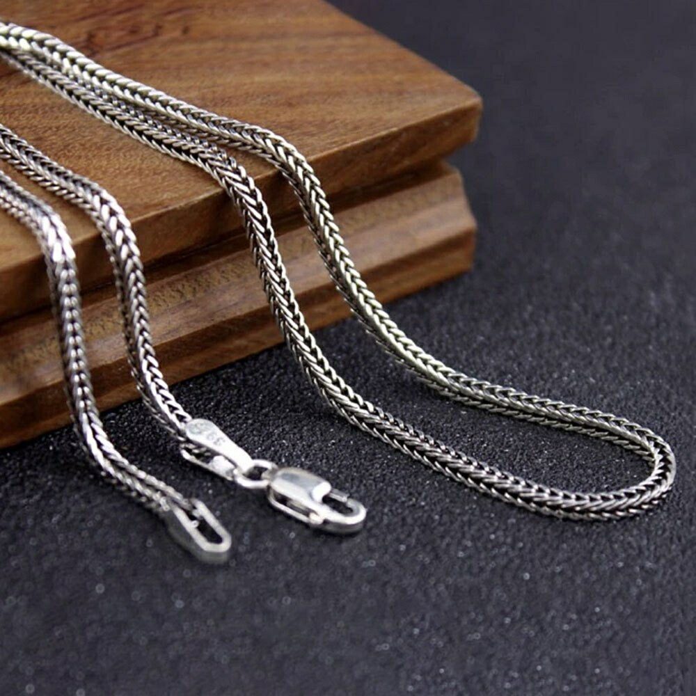 925 銀ネックレス シンプルチェーン 美品 男女兼用 シルバー925 ボックスチェーンネックレス 60cm 長小豆チェーン