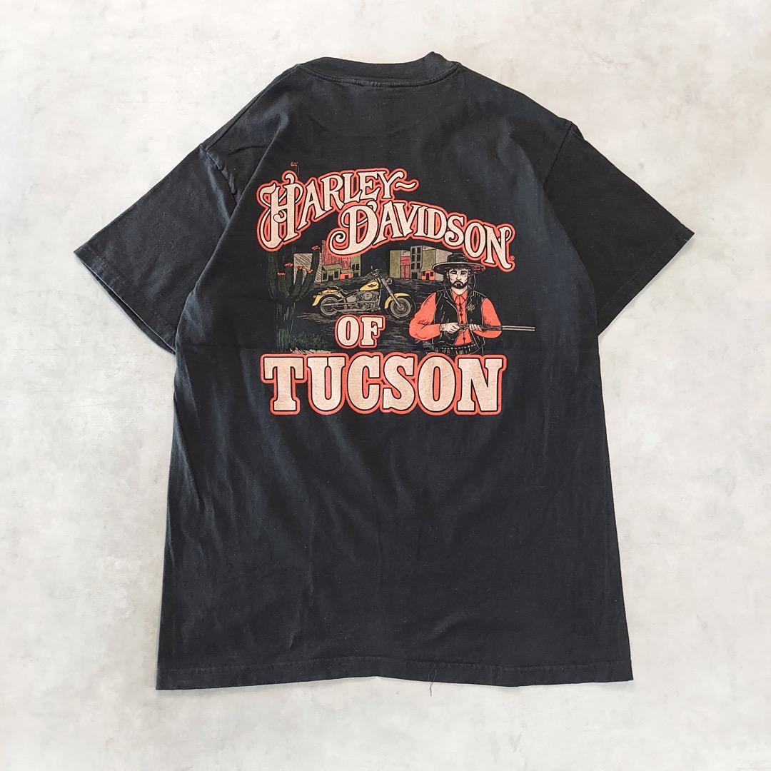 ハーレーダビッドソン★ファイヤーロゴ バックプリント 半袖 Tシャツ 黒 L Y2K Harley-Davidson/ハーレー・ダビッドソン ファイヤー