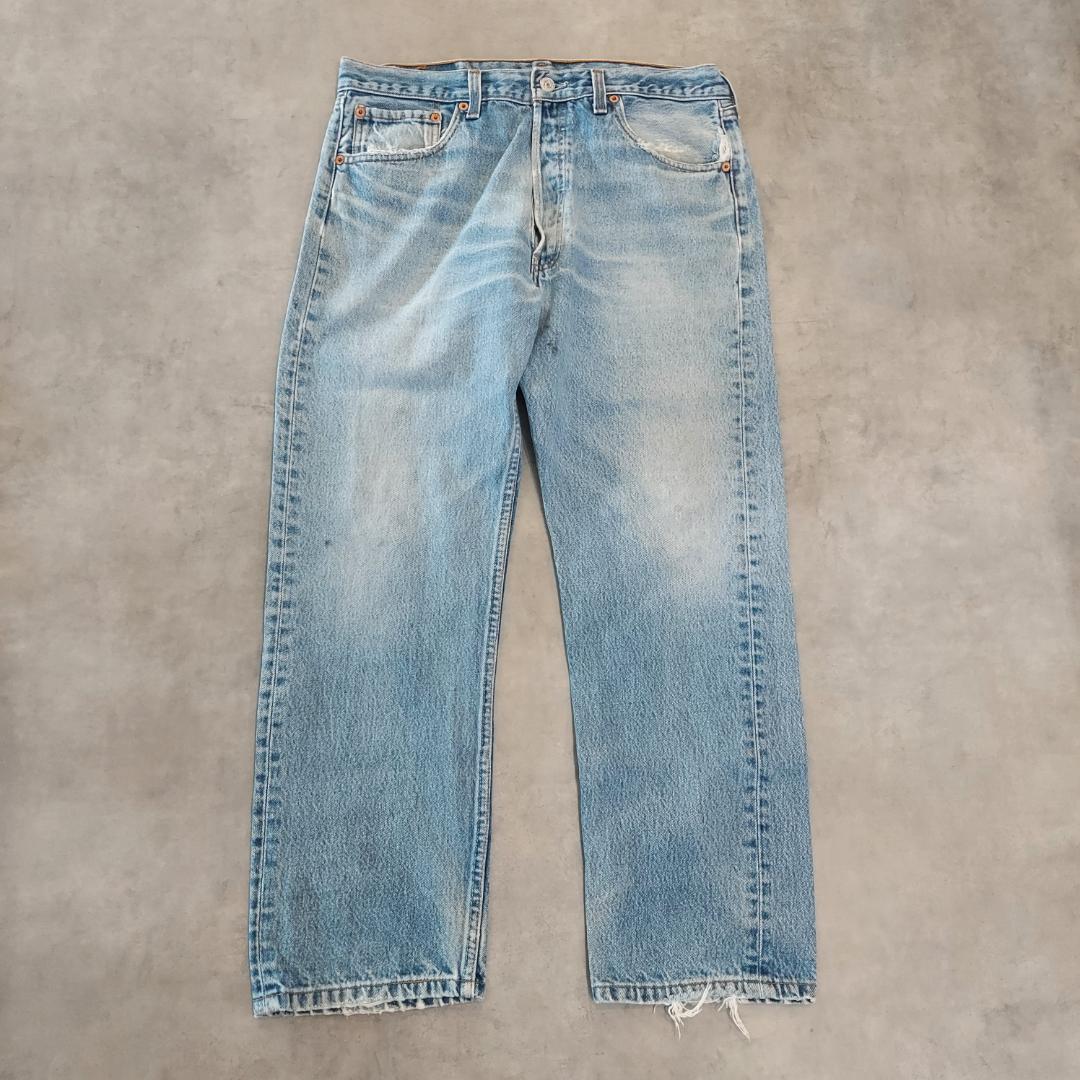 【中古】【古着】リーヴァイズジーンズ501xx Levis W35 鬼ヒゲ 青 90s USA 21243 ユーズド USED 中古 レトロ メンズ レディース 一点物 アメカジ 古着