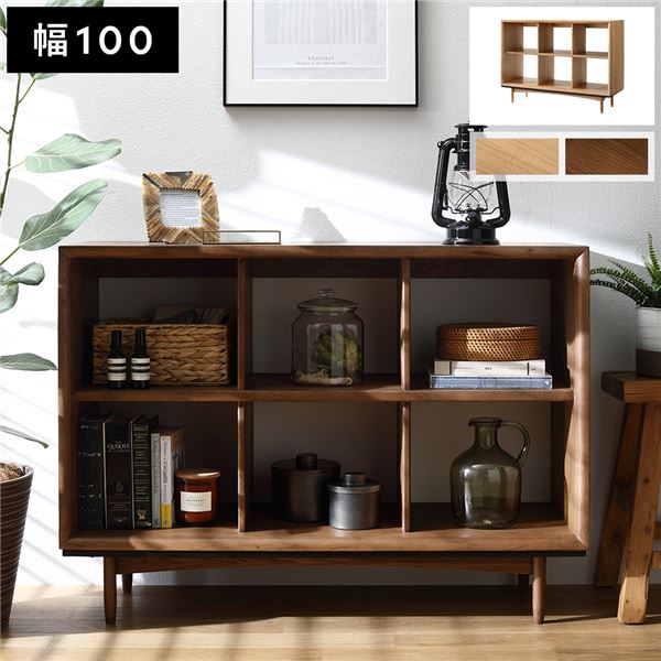 オープン シェルフ 約幅100&times;奥行34&times;高さ72cm ブラウン 木製 天然木 オーク材 スチール 北欧調 インテリア家具 収納家具 ディスプレイ棚 間仕切り 収納棚 オープンラック 収納 リビング収納 リビング家具 インテリア収納 組立品｜fuufu 店