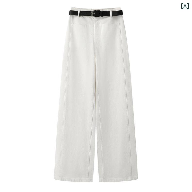 艾 ** デパートは同じ高 腰で 白い広 脚 ジーンズの 女性 ストレート パンツ 2025 春の新 製品を 組み合わせた