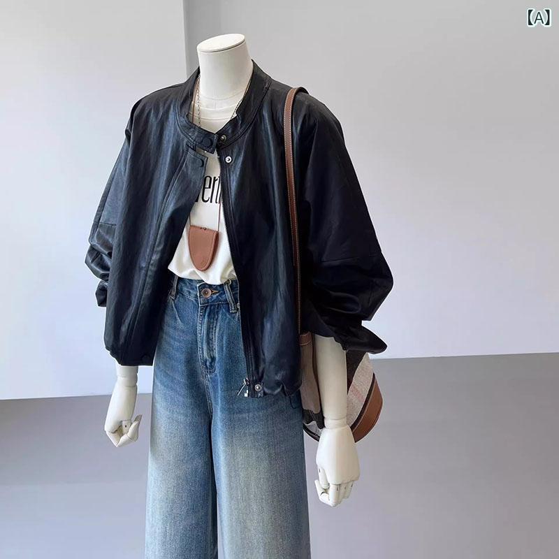 革の 服の 厚地の外套の 亭主もちの 亜米利加の 返り咲き 2025 年の 新型の 弱められた 子の 流行り物 感の 小っちゃい 上衣の 今年の 流行病の発生の 厚地の外套 レディースファッション-コート・ジャケット
