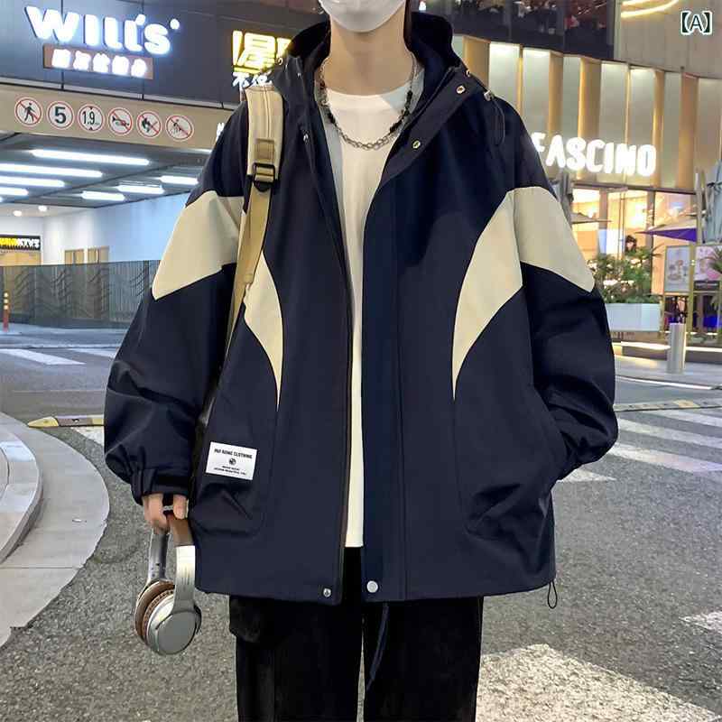 大層らしい 大きさの 厚地の外套の 若い者の 成人男性の 歳月の 新型の 流行り物の ブランド名は 心地よいな 流行りに 合わせて ゆったり して います。