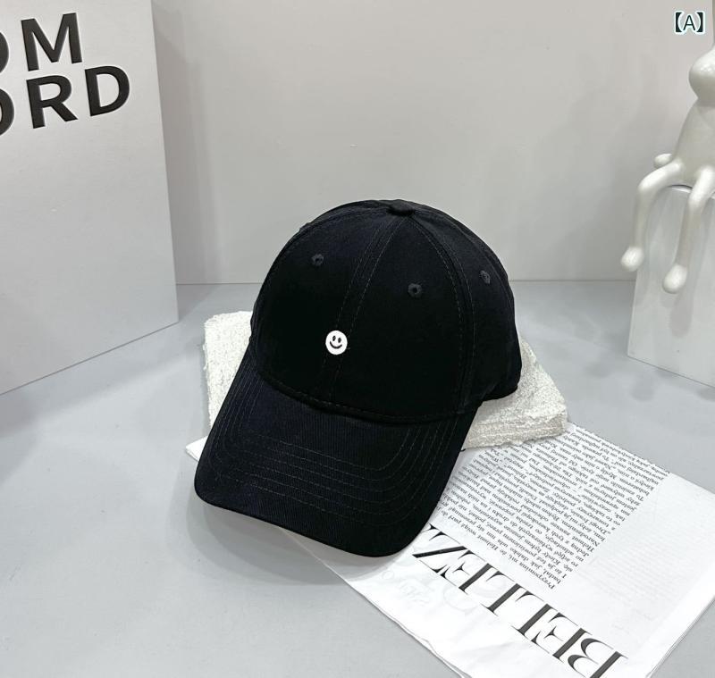 2025 ラベル 付き スマイリーベースボールキャップレディース 韓国 風 カジュアル多 用途 ひさし キャップ メンズ 春秋 夏 サンバイザートレンディ