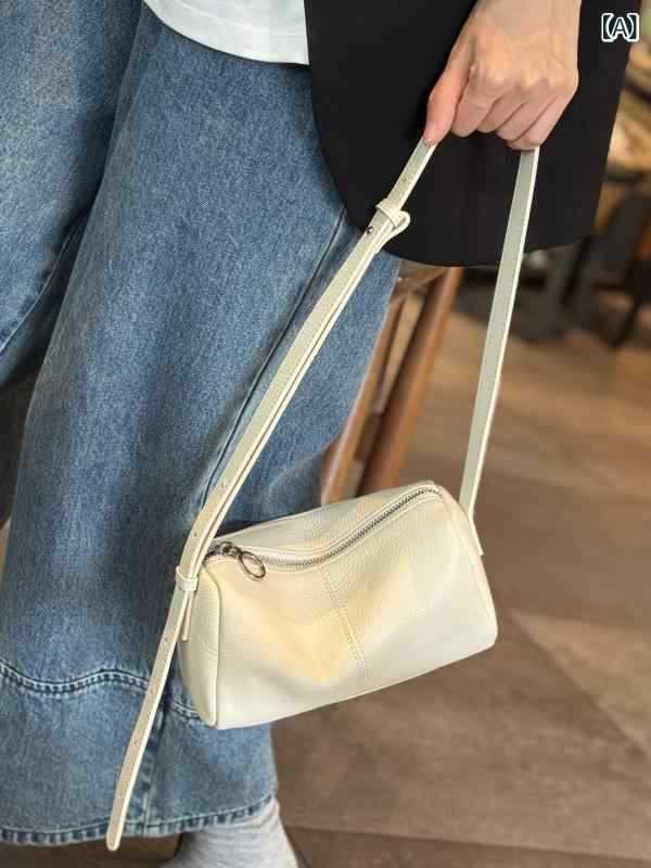 第 一層 牛革 ナチュラル スタイル 枕 バッグシングルショルダークロスボディバッグ小さな バッグ 通勤 脇の下 バッグトーストバッグ 女性