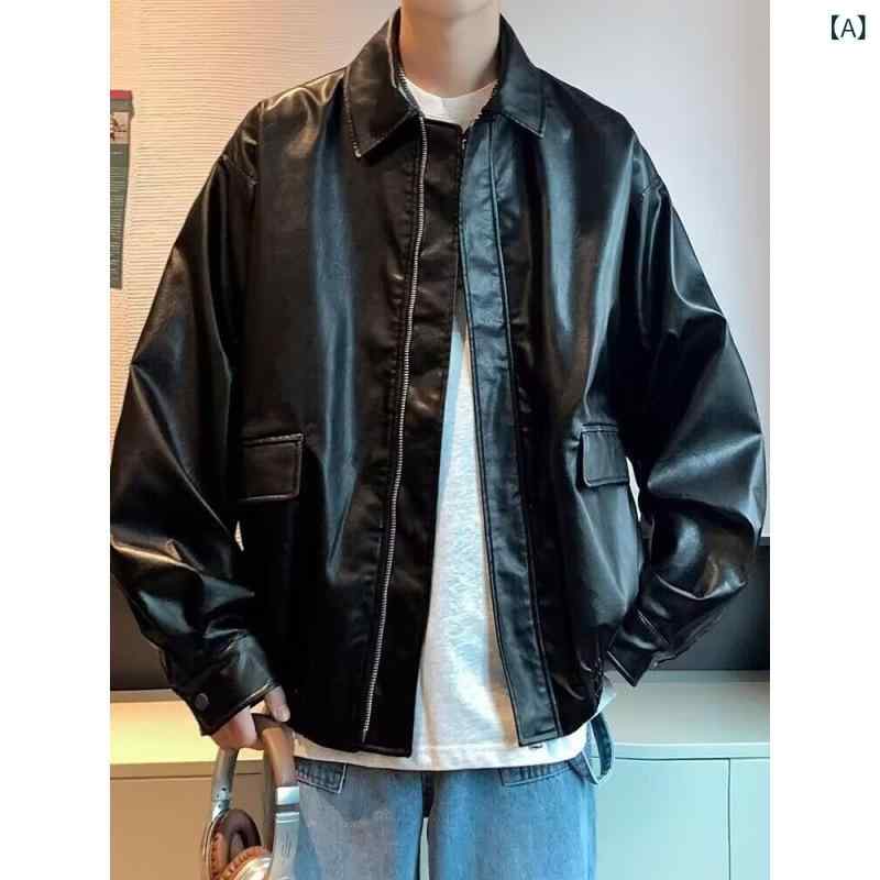 レ トロ 機関 車 服 pu レザーコートメンズ 春秋 ins 潮 牌 痞? 高 ?感 パイロット 革 ジャン