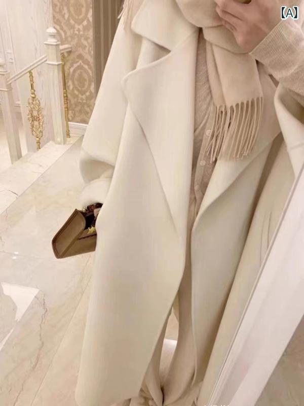 アンナ シチリアの 怠惰な 毛の 両面の カシミヤの コートの 婦人 服の 韓国 版の 秋冬は 厚い 長い タイプの ウールの コートです。
