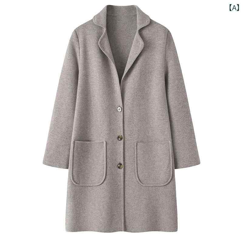 カジュアル ファッションの 中の 長 さの純 色の カシミヤの 女性の コートを 拡大 します。 33,059円