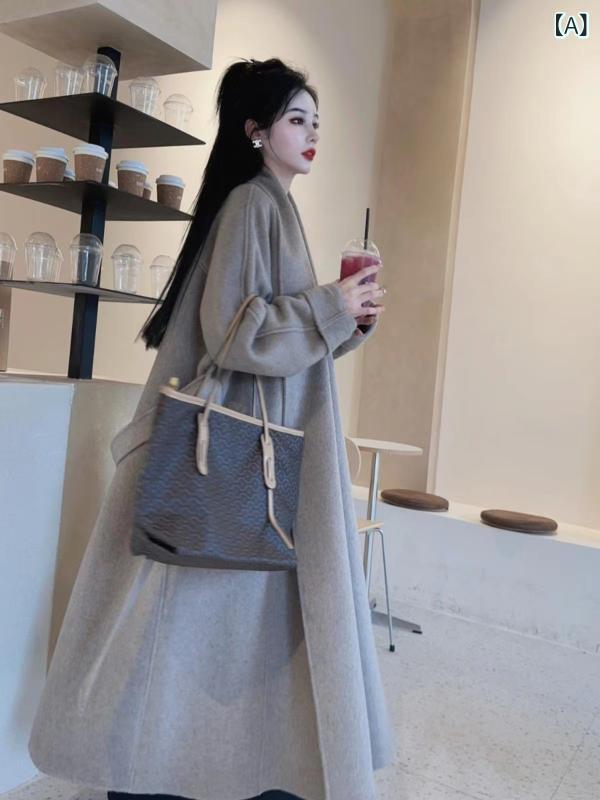 みけ 春夏新作2023 秋冬の 新型 両面 綿毛 コートの 女性 用 ベルトの