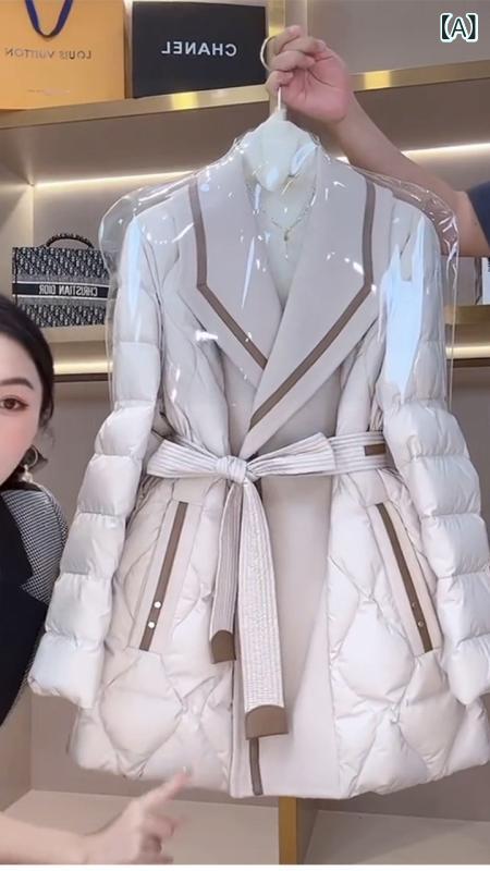 外国 貿易は 2024 年に 流行 した 冬 服の新 商品の 香 風 米 白色が 腰 ダウン ジャケットの 女性の 中の 長 さを 収めた