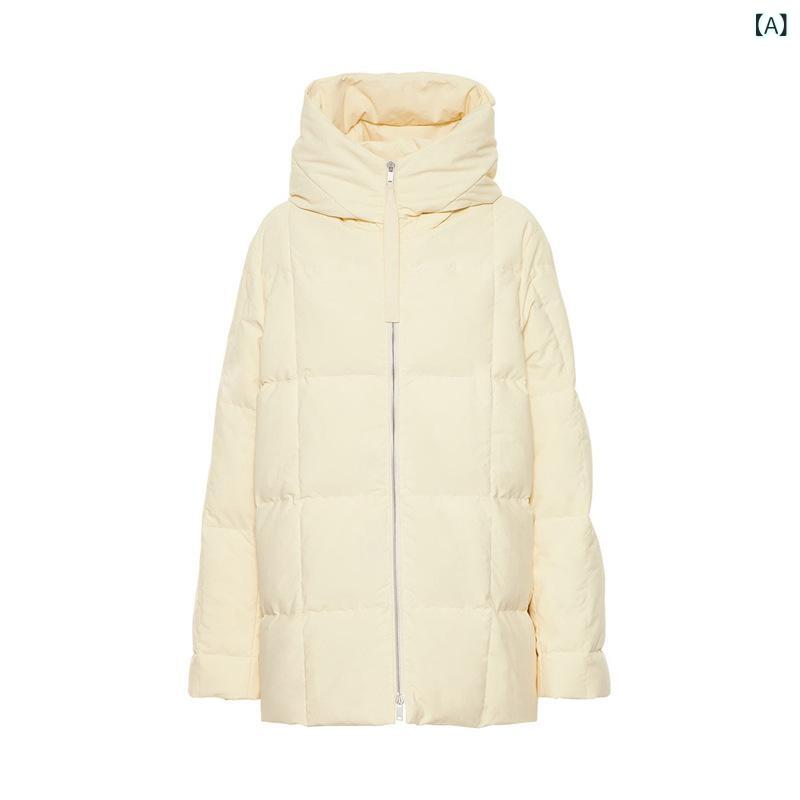 Longmei 2025 新しい 冬 JIL スタイル ルーズ 厚みの ある ジャケットホワイトグースダウンフード 付き ダウン ジャケット 女性 用