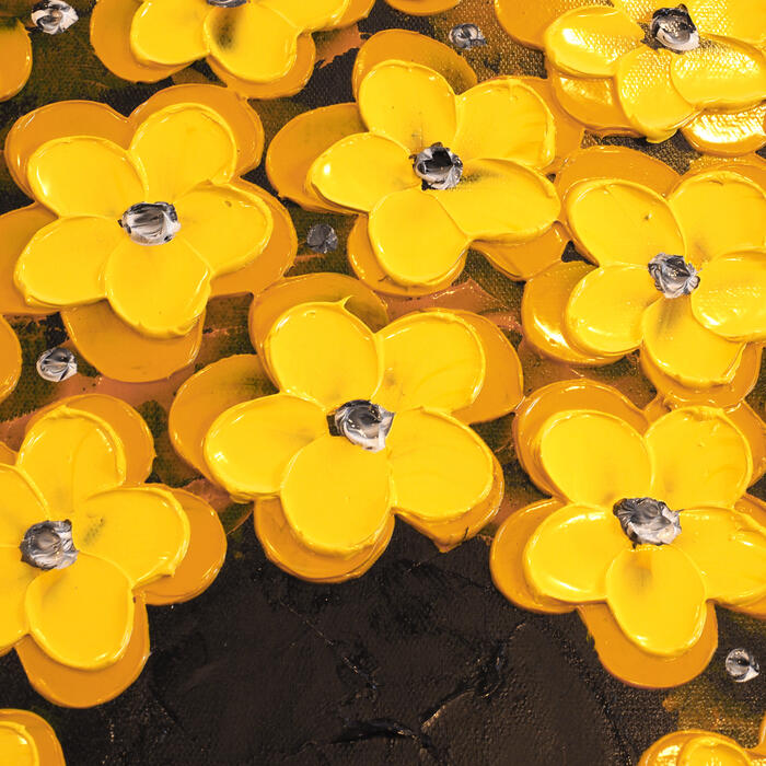 風水運気が上がる絵「花瓶の花々」黄色/ゴールド50角送料無料インテリア玄関リビング壁掛け金運財運健康運おしゃれ飾る新築祝い引っ越し祝い開店祝い立体的エントランス店舗結婚祝い母の日