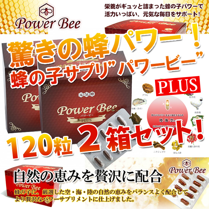 楽天市場 2 1 月 20 Off配布中 パワービー Power Bee Plus 120カプセル 2箱セット サプリ 健康食品 栄養補助食品 蜂の子 Fuwalu フワル