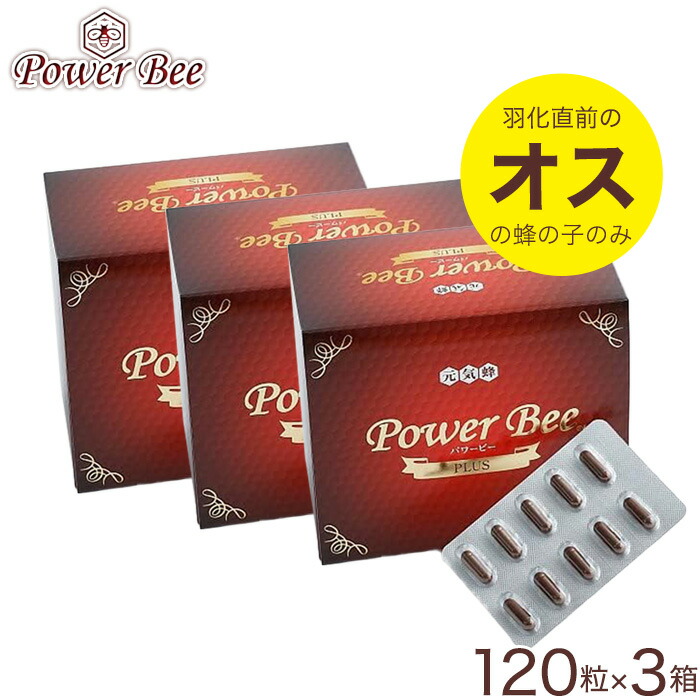 ＼お得なクーポン配布中！／ パワービー (Power Bee Plus) 120カプセル 3箱セット サプリ 健康食品 栄養補助食品 蜂の子