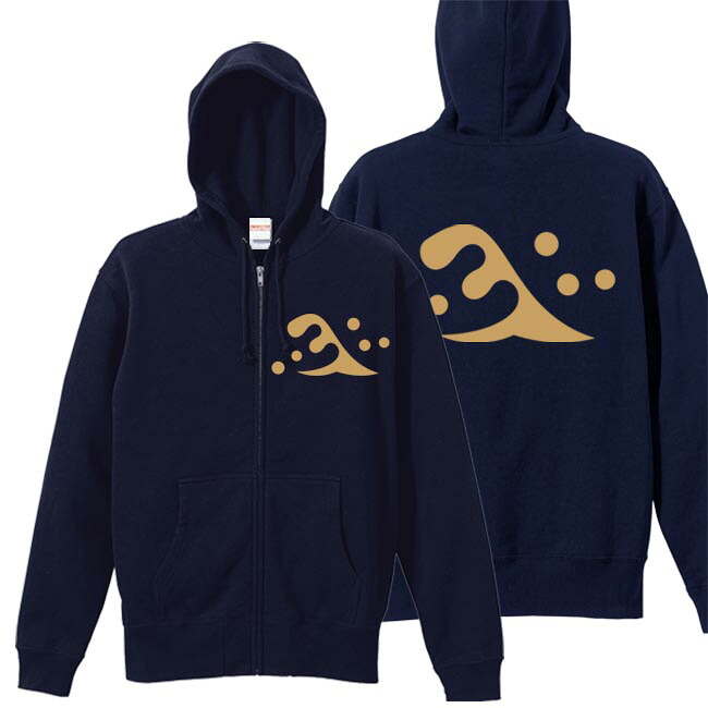 戦国武将パーカー 斎藤道三 家紋 ジップアップパーカー ネイビー S M L XL プリント色 キャメル