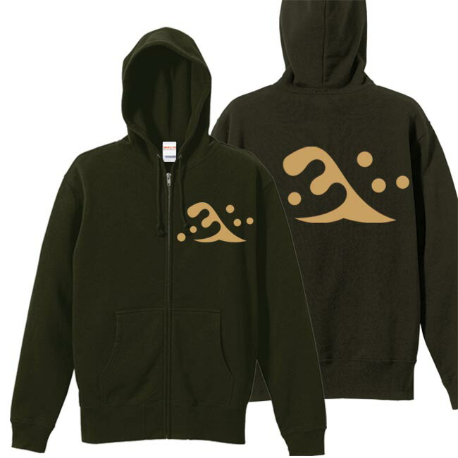戦国武将パーカー 斎藤道三 家紋 ジップアップパーカー オリーブ S M L XL プリント色 キャメル