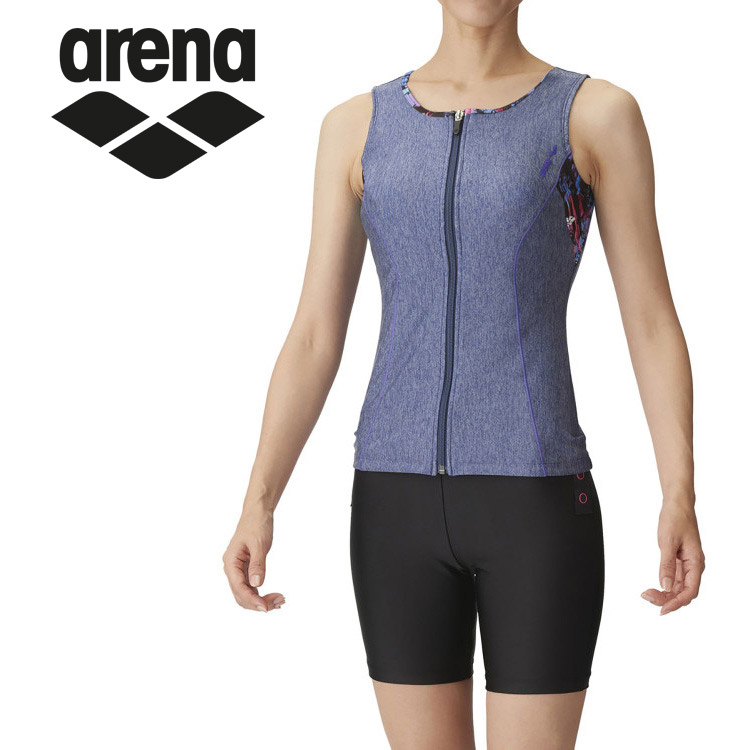 お買い得スペシャルプライス メール便送料無料 アリーナ arena 水泳(競泳) フィットネスセパレーツ(カバーバック・ミドルレッグ・差し込みパッド) AS4FWF41W-NVBK