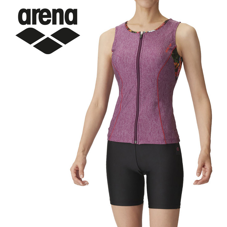 お買い得スペシャルプライス メール便送料無料 アリーナ arena 水泳(競泳) フィットネスセパレーツ(カバーバック・ミドルレッグ・差し込みパッド) AS4FWF41W-WRBK