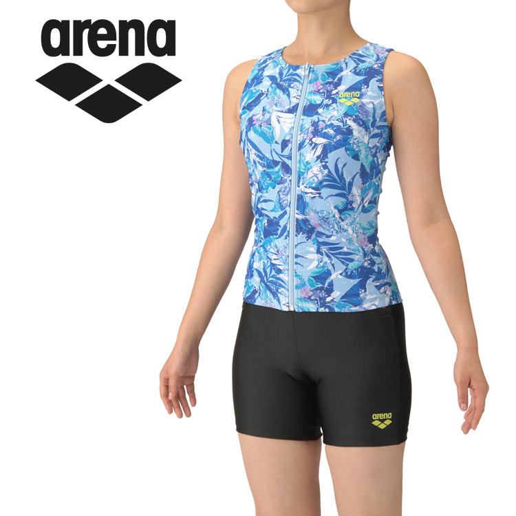 お買い得スペシャルプライス メール便送料無料 アリーナ arena フィットネスセパレーツ カバーバック ミドルレッグ 差し込みパッド AS5FWF53L-BLBK レディース 9,404円