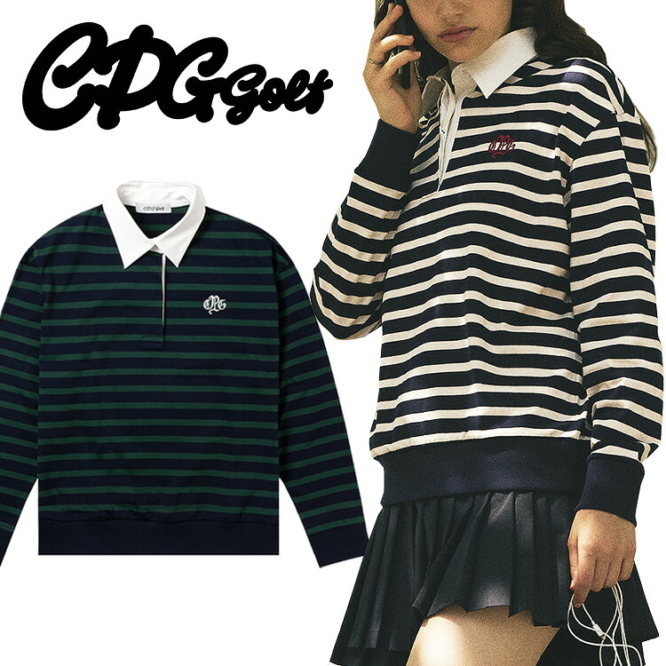 【3日間限定店内ポイント最大20倍(4/18 00:00～4/20 23:59迄)】CPG GOLF ボーダーポロシャツ ロングスリーブ レディース 2025秋冬 ゴルフウェア 1109-25207