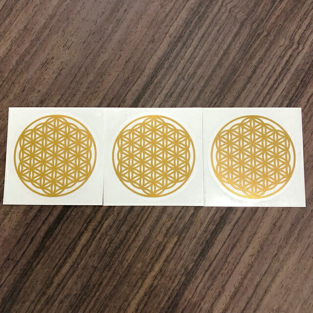 楽天市場 Gbt波動転写 フラワーオブライフ ステッカー プラチナ Lサイズ 1枚 神聖幾何学模様 生命の花 Up Hado G Balit