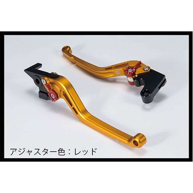 U-KANAYA スタンダードタイプ アルミ削り出しビレットレバー（レバーカラー：マットゴールド） カラー 調整アジャスター：マットレッド YA012-060-0112-15 ユーカナヤ レバー XJR400/XJR400R