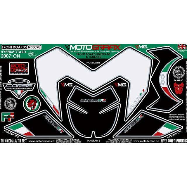 MOTOGRAFIX ボディパッド Front＆Knee＆Tankpad ドゥカティ タイプ ND009U MT-ND009U モトグラフィックス ドレスアップ・カバー Hypermotard 1100｜パークアップ 店