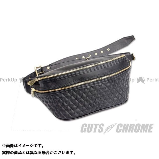 GUTS CHROME レザーウエストバッグ TYPE 1 ブラック PA-014 ガッツクローム ツーリング用バッグ|パークアップ 店