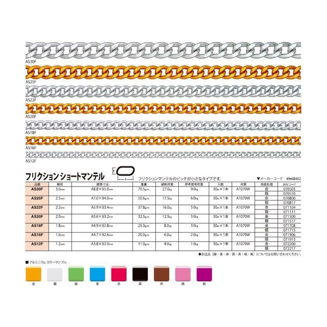 nissa chain 銀色 アルミカラーチェン 30m AS18F ニッサチェイン 日用品｜パークアップ 店