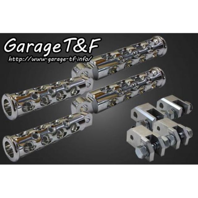 T&F コンバットフットペグ セット内容 フロント&リアセット カラー メッキ 年式 2001-2003年 ・SHA400FP01B ガレージT&F ステップ シャドウ400|パークアップ 店