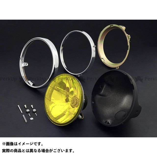 Brightec ヘッドランプ ラウンドタイプ リム付 8mm汎用 タイプ ブラックケース カラー イエロー 71-0253 ブライテック ヘッドライト・バルブ 汎用