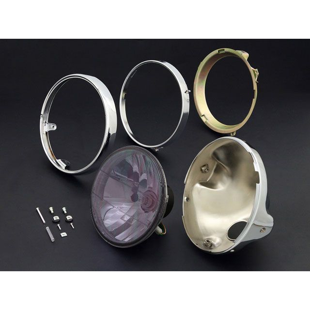 Brightec ヘッドランプ ラウンドタイプ リム付 8mm汎用 タイプ メッキケース カラー スモークブラック 71-0264 ブライテック ヘッドライト・バルブ 汎用