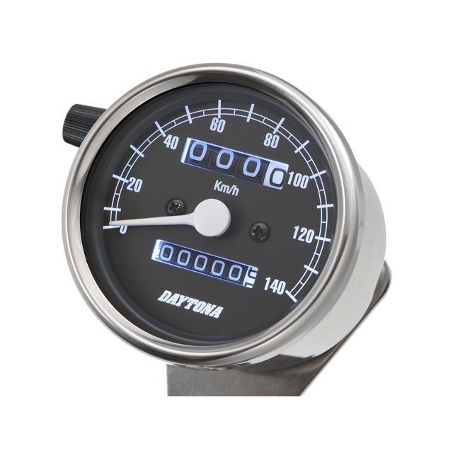 DAYTONA バイク用 機械式スピードメーター φ60 ホワイトLED照明 140km/h ステンレスボディ ブラックパネル 15633 15633 メーカー在庫あり デイトナ スピードメーター 汎用
