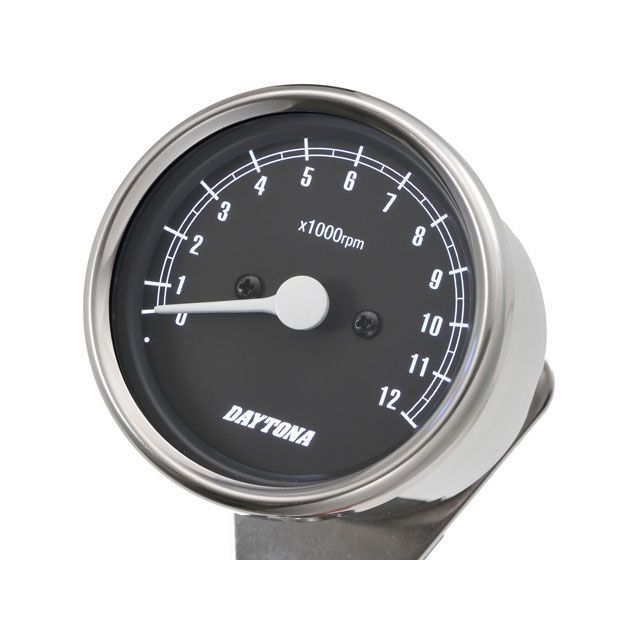 DAYTONA バイク用 機械式タコメーター φ60 ホワイトLED照明 12000rpm ステンレスボディ ブラックパネル 15641 15641 メーカー在庫あり デイトナ タコメーター 汎用｜パークアップ 店