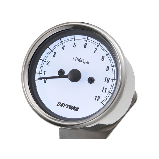 DAYTONA バイク用 機械式タコメーター φ60 ホワイトLED照明 12000rpm ステンレスボディ ホワイトパネル 15642 15642 メーカー在庫あり デイトナ タコメーター 汎用