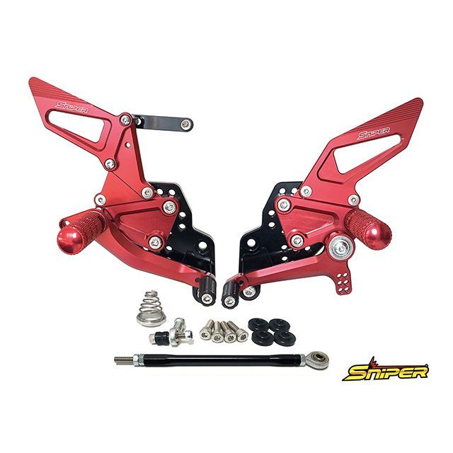SNIPER GSX-R125 GSX-S125 バックステップ赤 ABS対応4ポジション+レーシング用6ポジション SP0095R メーカー在庫あり スナイパー バックステップ関連パーツ GSX-R125 ABS GSX-S125 ABS|パークアップ 店