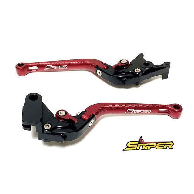 SNIPER モンキー125 GROM CB250R CBR250R CBR400R6段階アジャスター 可倒式 クラッチレバー＆ブレーキレバー 赤 SP0124R スナイパー レバー