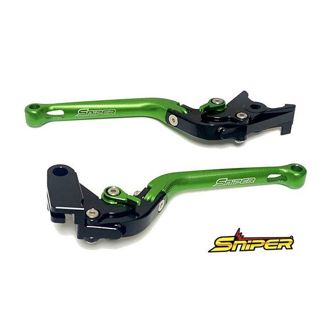 SNIPER Z900RS ZX-6R Ninja1000 Z1000 6段階アジャスター 可倒式 クラッチレバー＆ブレーキレバーセット 緑 SP0128GR メーカー在庫あり スナイパー レバー